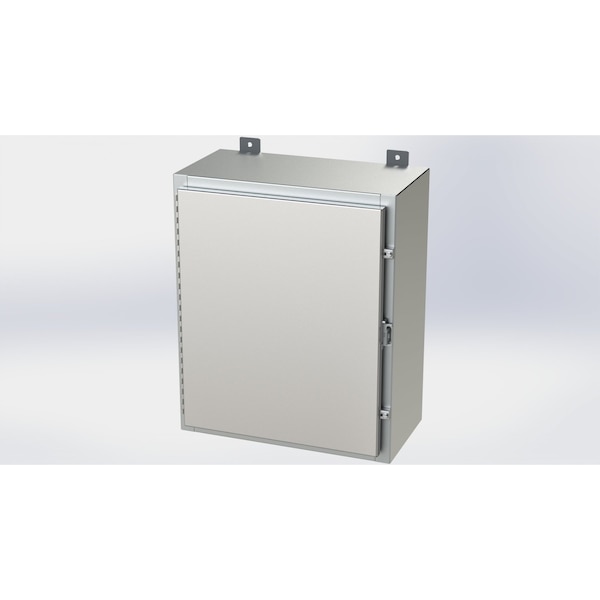 Padlockable Hasp Electrical Enclosures, 24 in H, 10 in D, 20 in W, NEMA 4X, 304 Stainless Steel